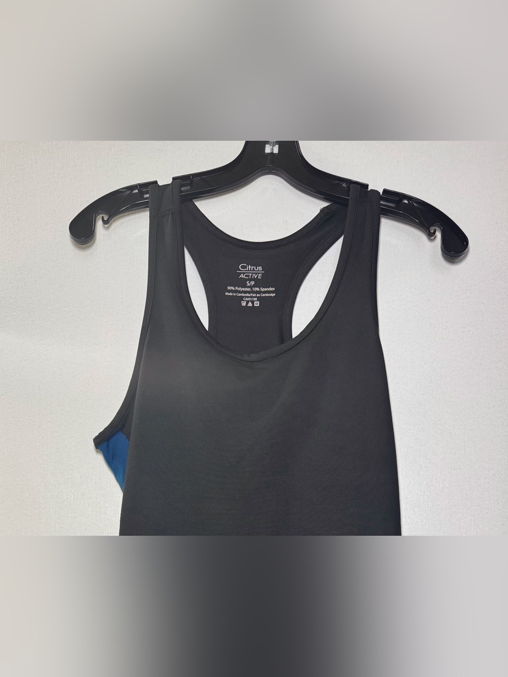 Citrus Racerback Active Tank-Black/Teal - Picture 4 of 6